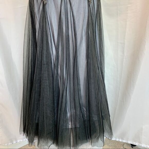 DECODE Soutache Lace Godet Prom Dress - Sleeveless, Silver Gray 🔥 - Picture 8 of 17